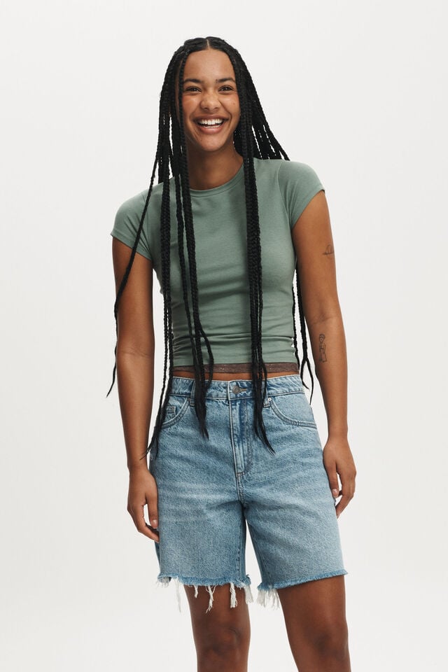 cotton on Relaxed Denim Short breeze blue worn