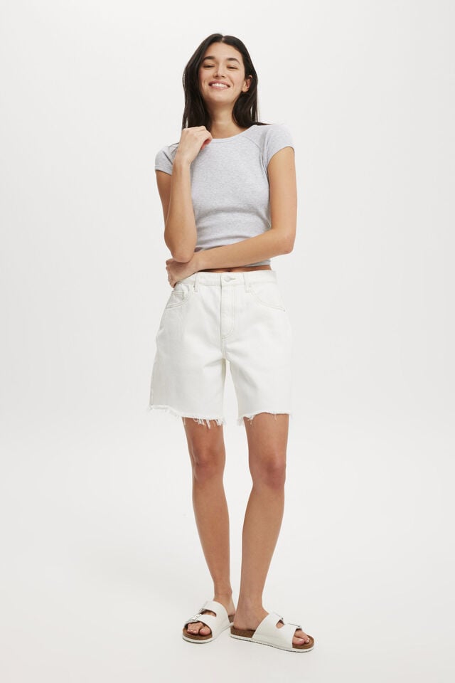 Cotton On Relaxed Denim Short Vintage White Worn