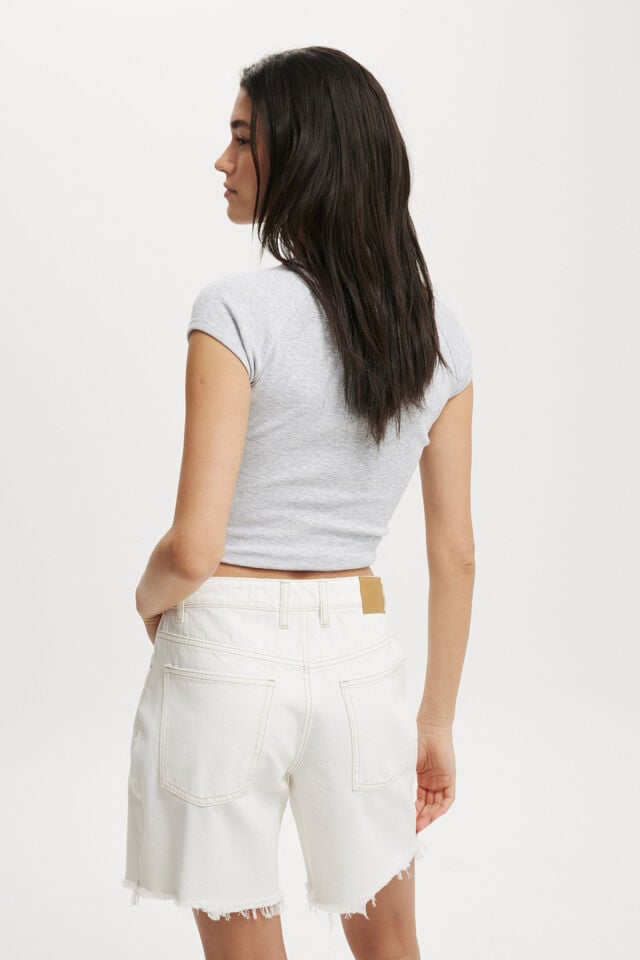 Cotton On Relaxed Denim Short Vintage White Worn