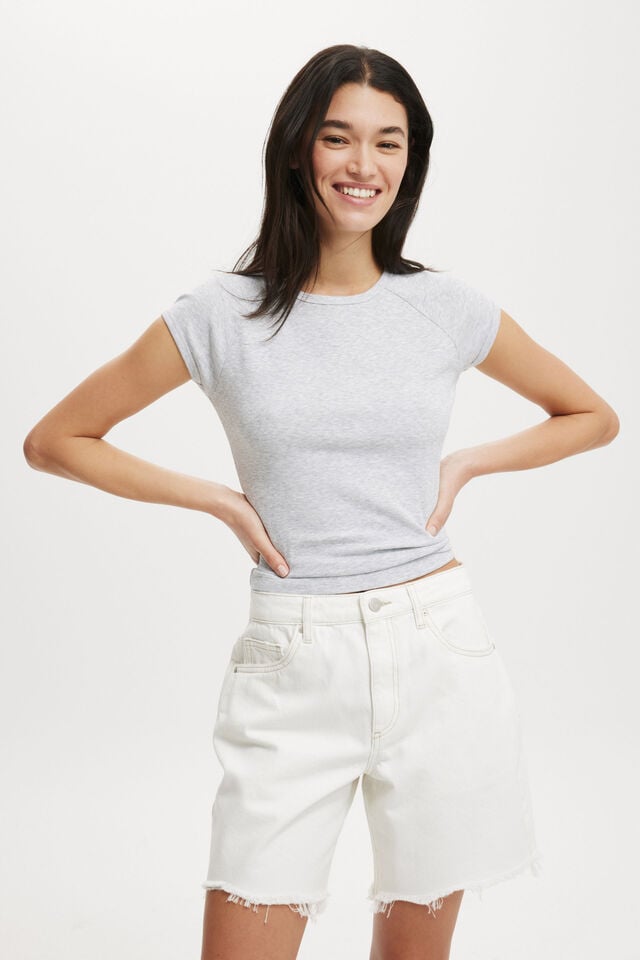 cotton on Relaxed Denim Short vintage white worn