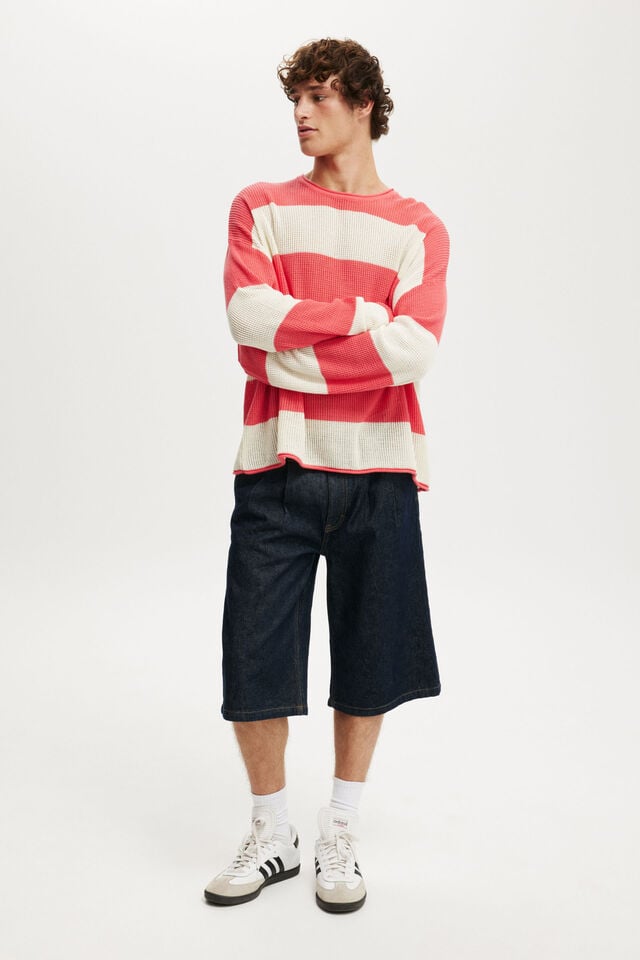 Cotton On Relaxed Summer Knit Coral Stripe
