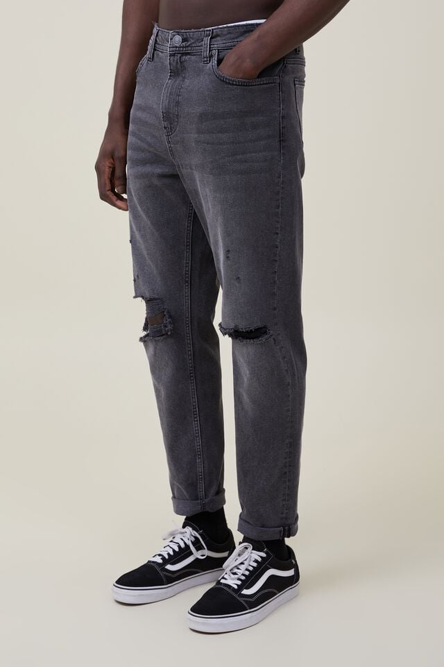 Cotton On Relaxed Tapered Jean Black Rock Rip