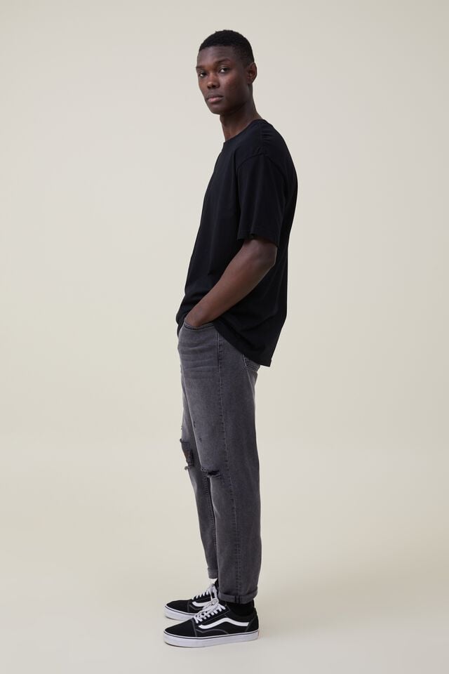Cotton On Relaxed Tapered Jean Black Rock Rip