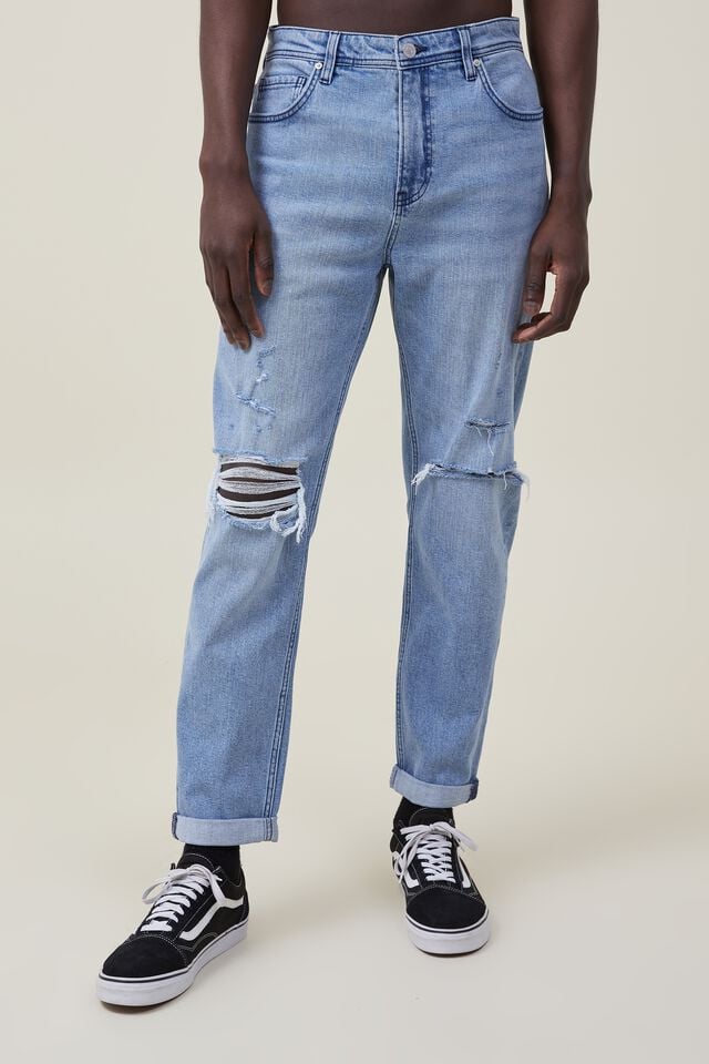 Cotton On Relaxed Tapered Jean Surf Blue Ripped
