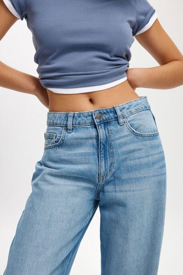 Cotton On Relaxed Wide Jean Breeze Blue Worn