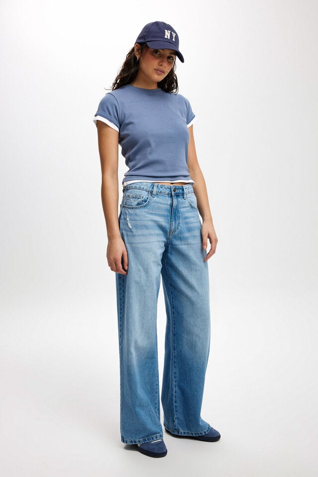cotton on Relaxed Wide Jean breeze blue worn
