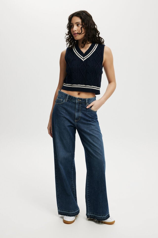 cotton on Relaxed Wide Jean deepwater blue/hem