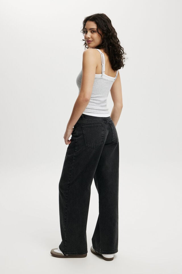 Cotton On Relaxed Wide Jean Graphite Black