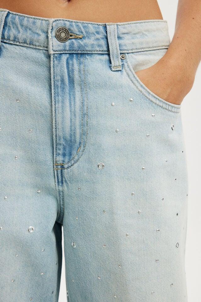 Cotton On Relaxed Wide Jean Sunfaded Blue/ Eyelet
