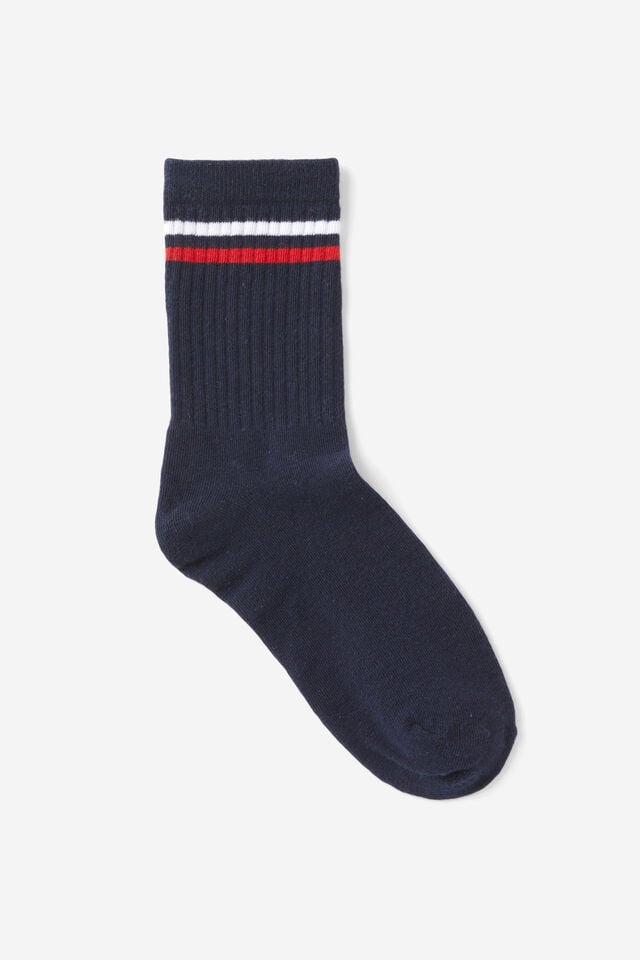 cotton on Retro Sporty Crew Sock navy/multi stripe