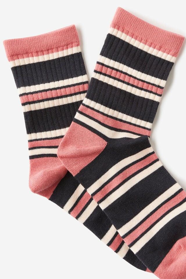 Cotton On Retro Sporty Crew Sock Stripe/multi