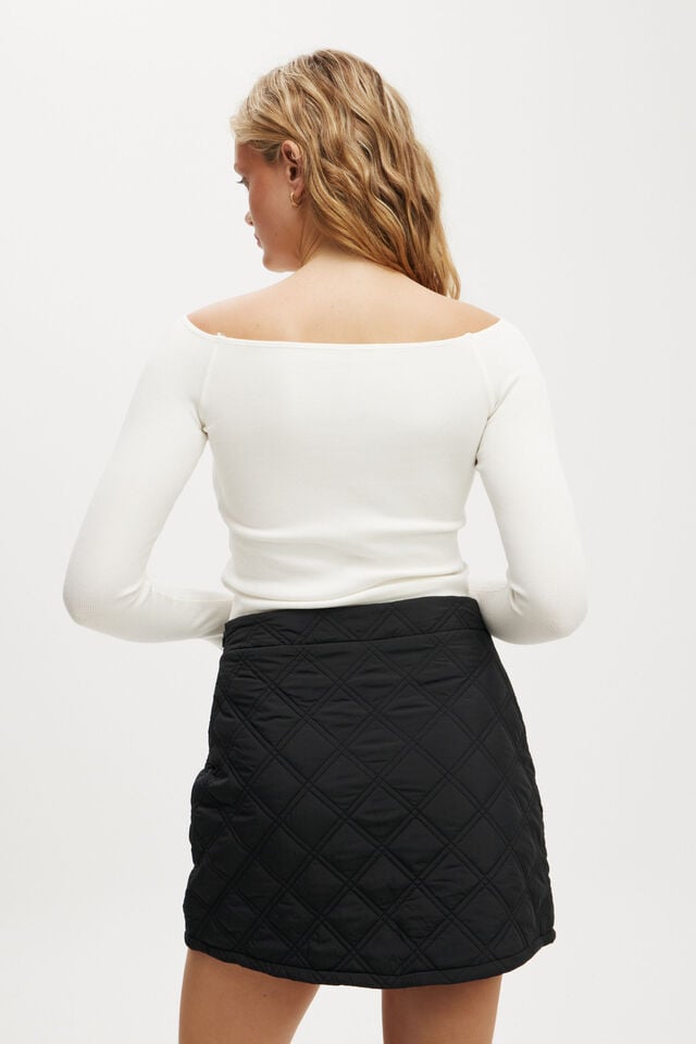 Cotton On Rhythm Quilted Puffer Mini Skirt Black