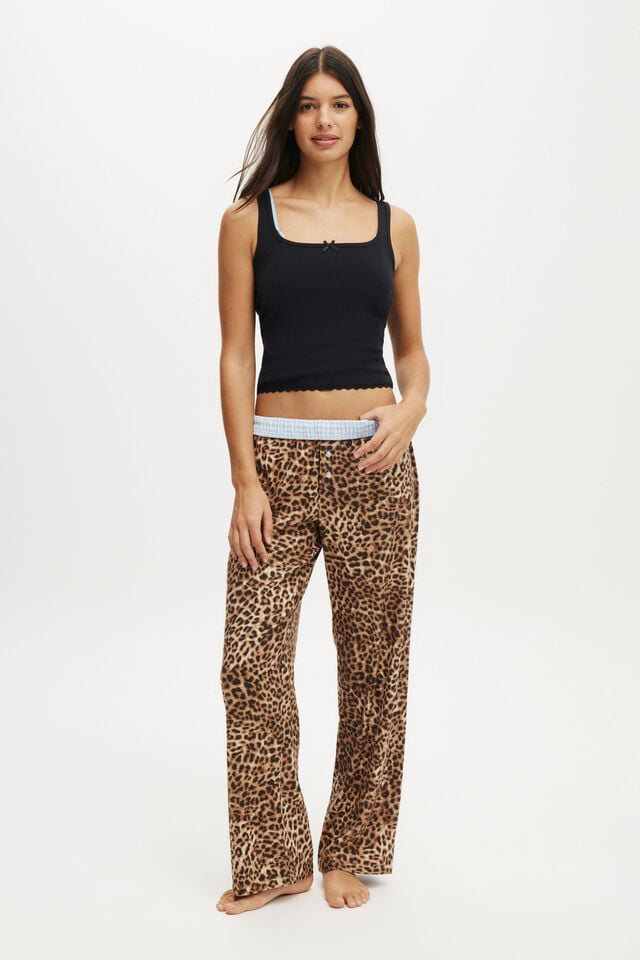 Cotton On Rib Lace Ruched Tank Black