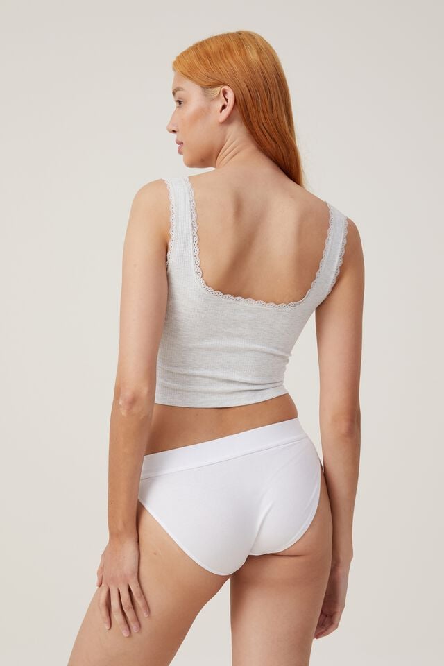 Cotton On Rib Lace Tank Light Grey Marle
