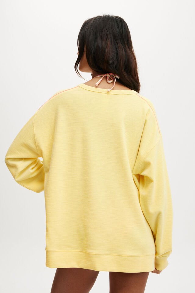 Cotton On Rib Long Sleeve Beach Top Sunshine