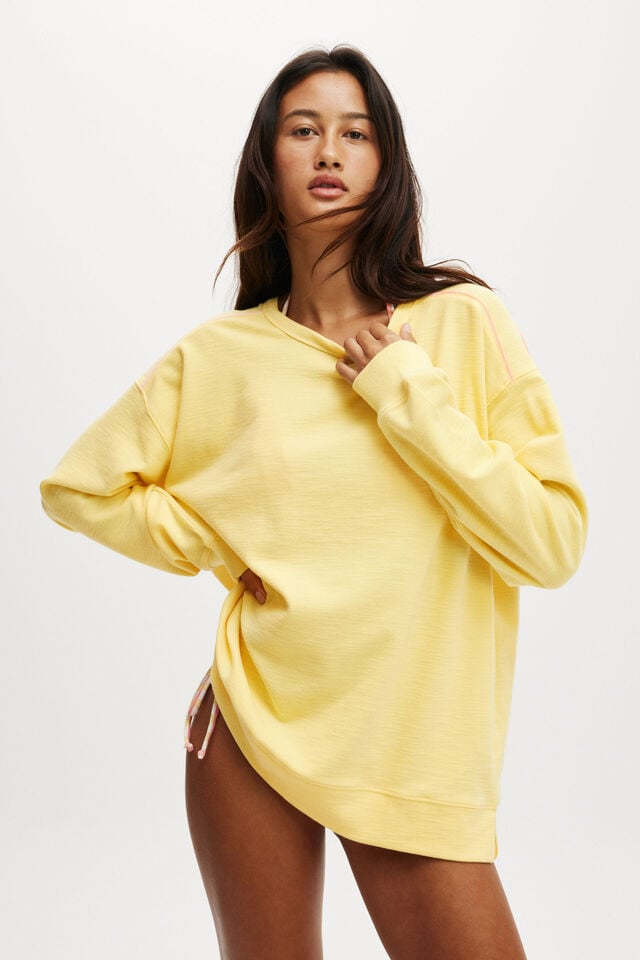cotton on Rib Long Sleeve Beach Top sunshine