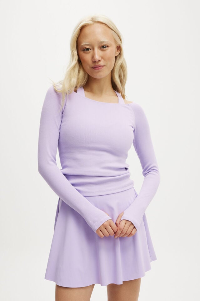 cotton on Rib Off Shoulder Longsleeve purple rose