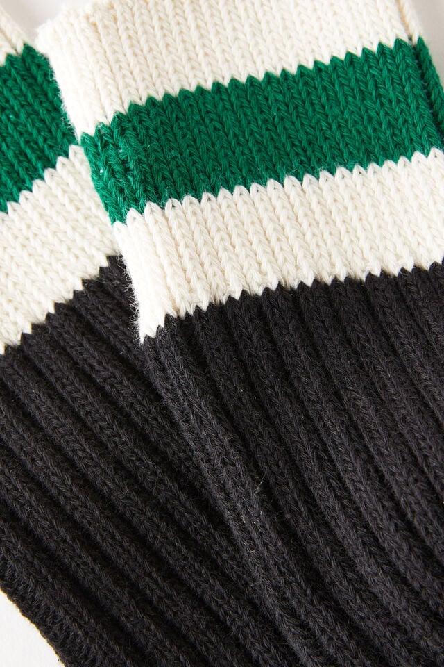 Cotton On Rib Stripe Sock Black/bone/college Green