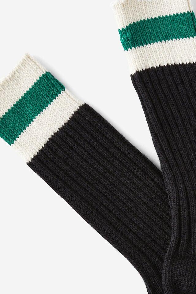 Cotton On Rib Stripe Sock Black/bone/college Green
