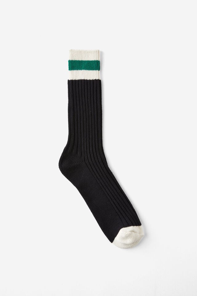 cotton on Rib Stripe Sock black/bone/college green