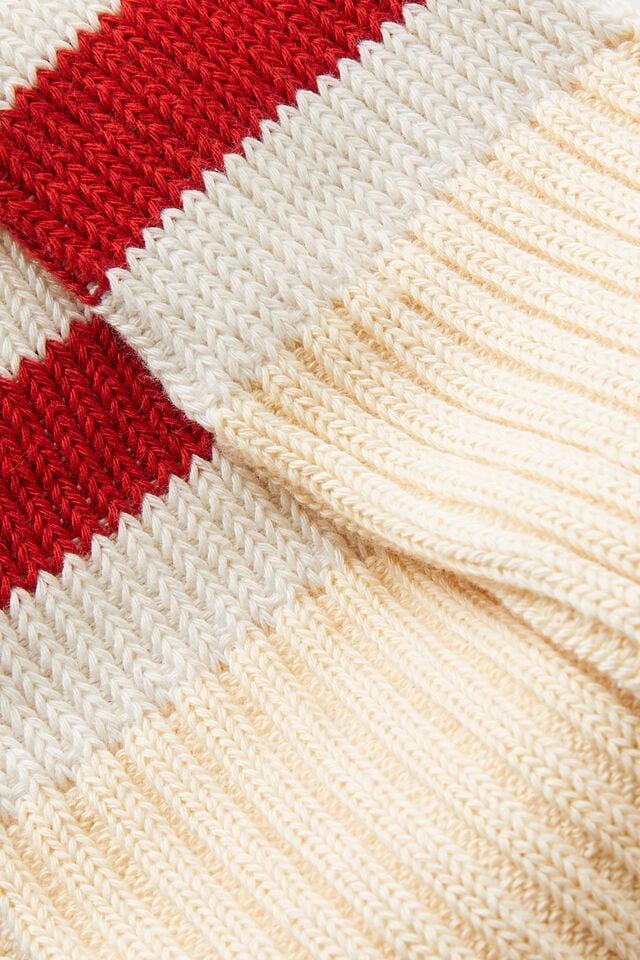 Cotton On Rib Stripe Sock Cream/bone/vintage Red