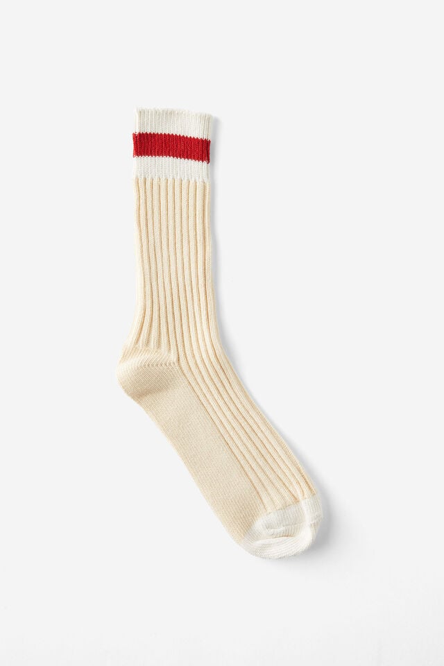 cotton on Rib Stripe Sock cream/bone/vintage red