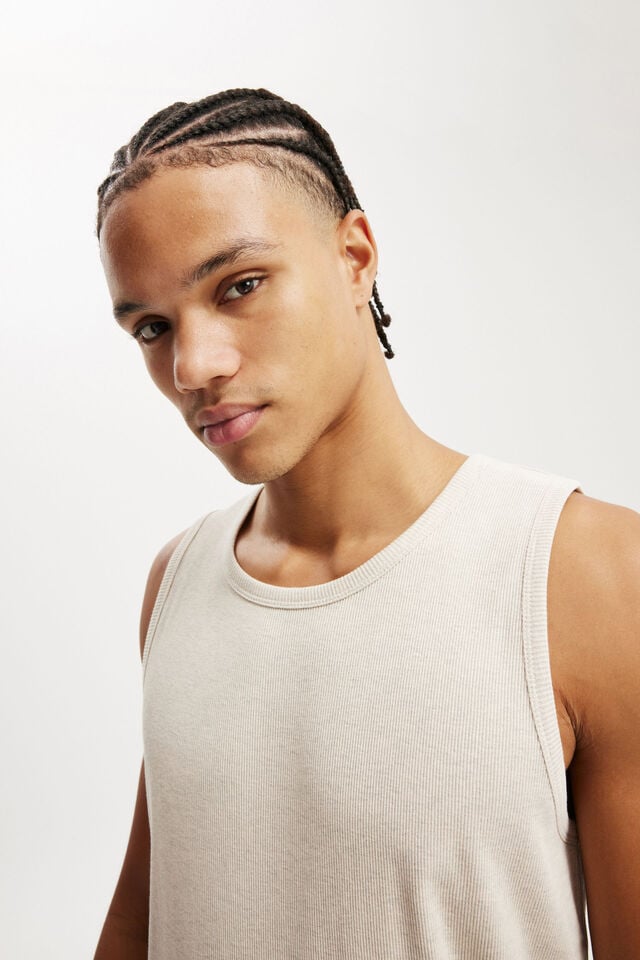 Cotton On Rib Tank Oatmeal Marle