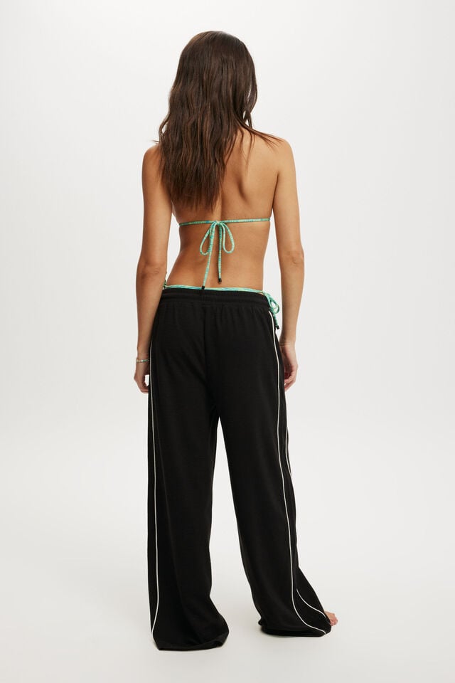Cotton On Rib Wide Leg Beach Pant Black/trims