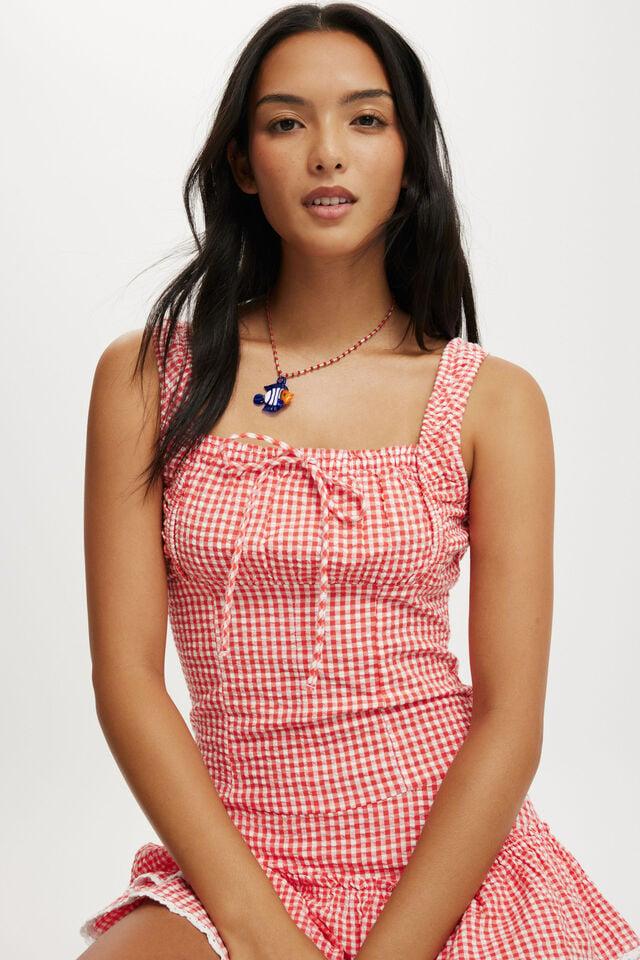 Cotton On Riley Corset Mini Dress Nectarine Check