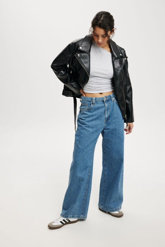 Cotton On Roman Faux Leather Biker Jacket Black