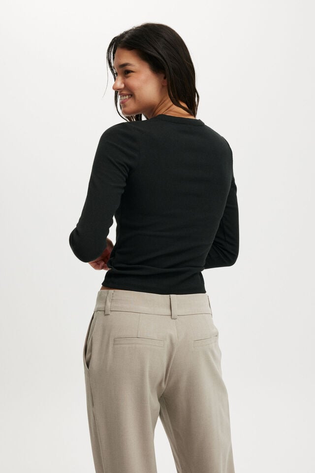 Cotton On Ryan Henley Long Sleeve Black