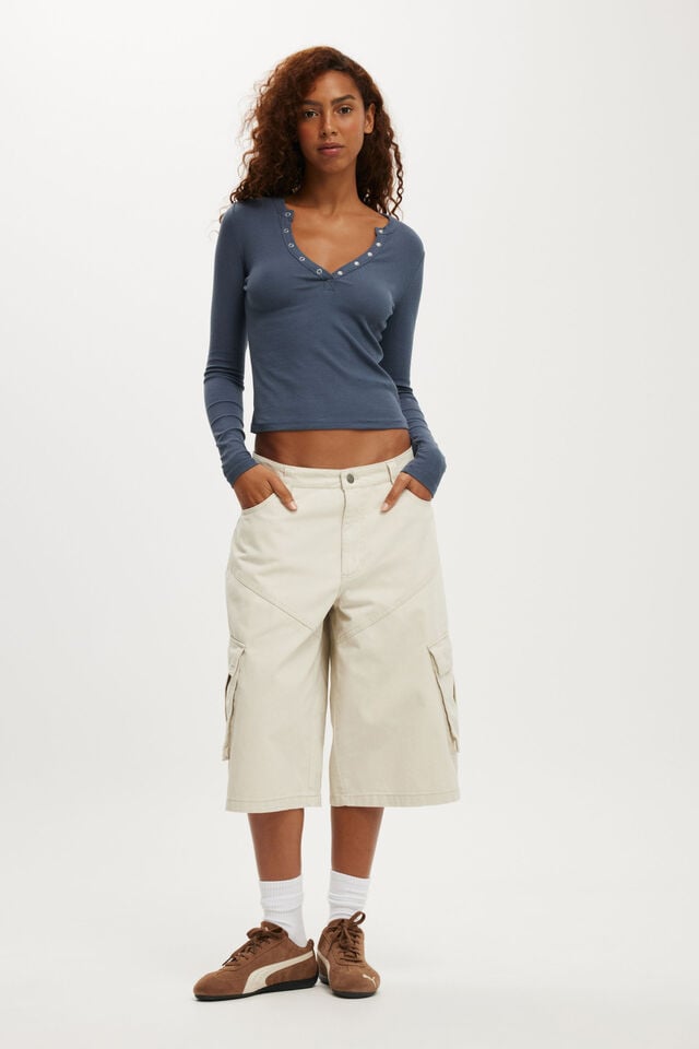 Cotton On Ryan Henley Long Sleeve Collegiate Navy