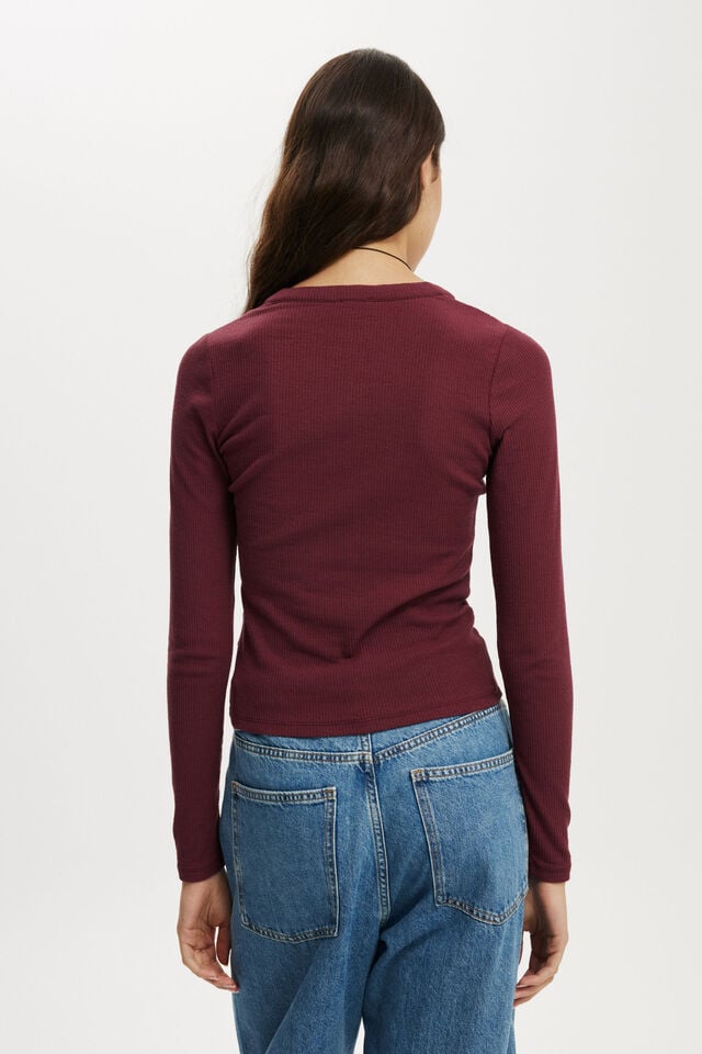 Cotton On Ryan Henley Long Sleeve Sour Cherry