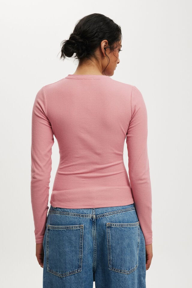 Cotton On Ryan Henley Long Sleeve Vintage Rose