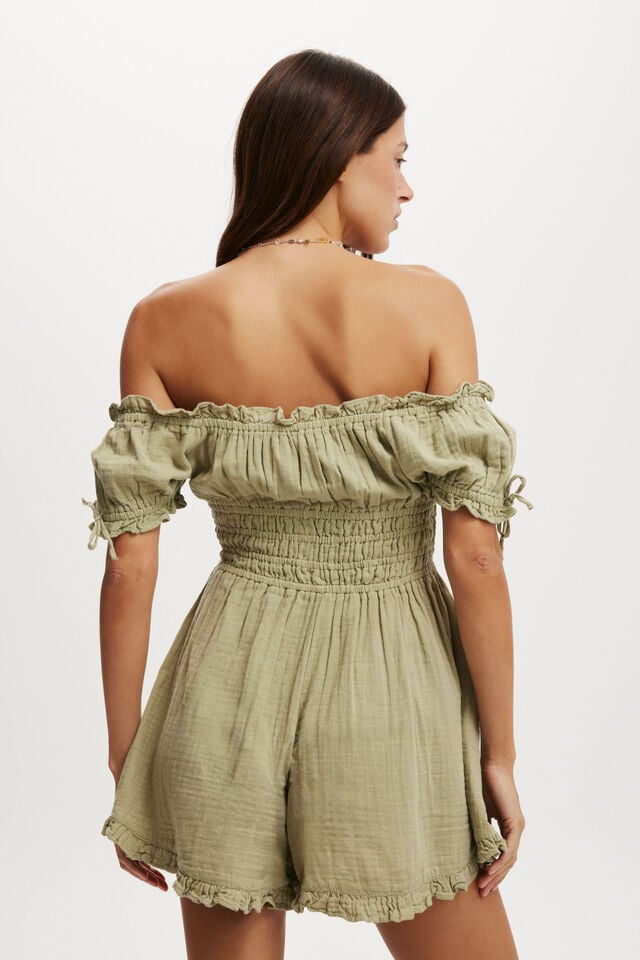 Cotton On Sadie Button Through Playsuit Artichoke