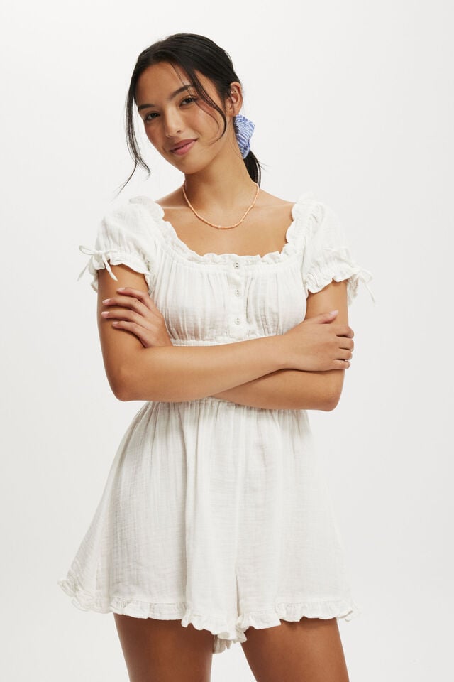Cotton On Sadie Button Through Playsuit White