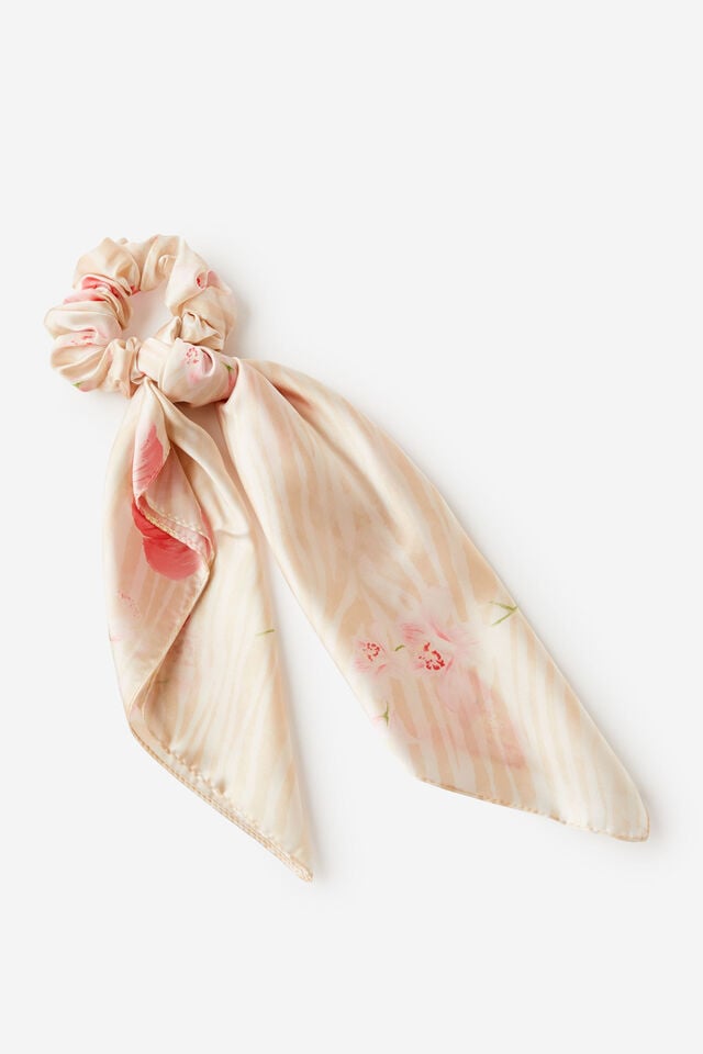 cotton on Scarf Bow Scrunchie zebra/pink hibiscus