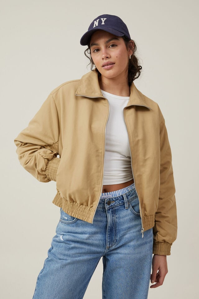 cotton on Scout Collared Bomber Jacket sandstone