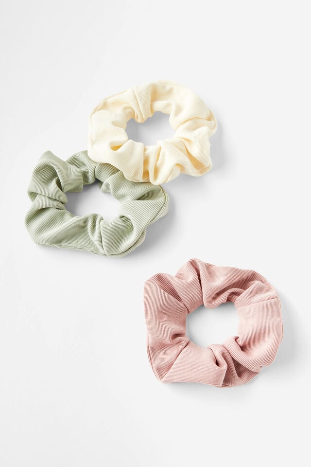 cotton on Scrunchie Pack ecru/pink/sage