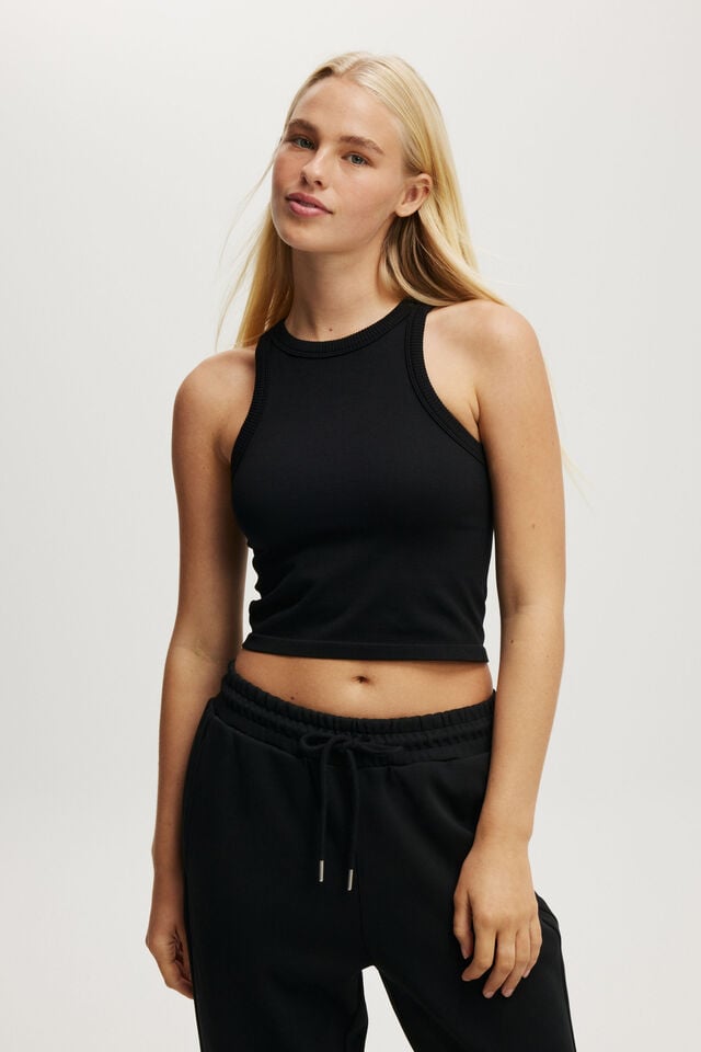 Cotton On Seamless Ringer Tank Black