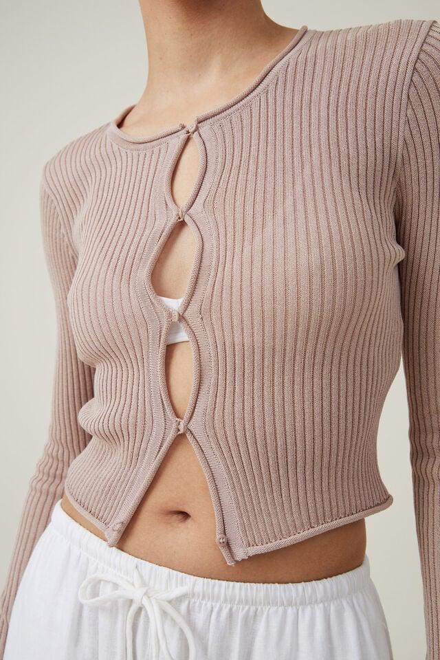 Cotton On Sheer Rib Peekaboo Cardigan Shell