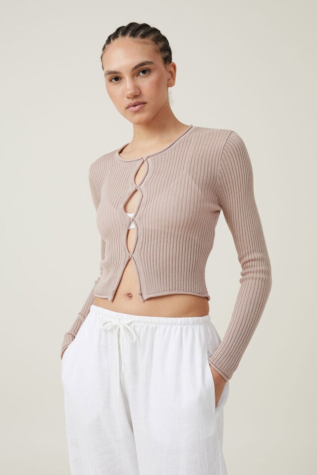 cotton on Sheer Rib Peekaboo Cardigan shell