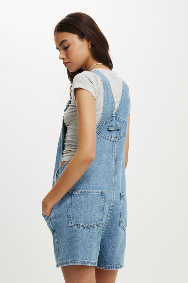 Cotton On Short Denim Overall Cleanwater Blue