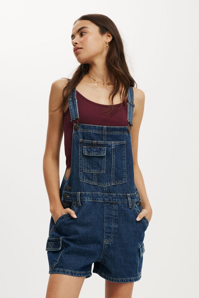 cotton on Short Denim Overall nordic blue/cargo