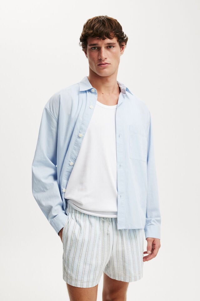 Cotton On Short Short Blue Seersucker Stripe