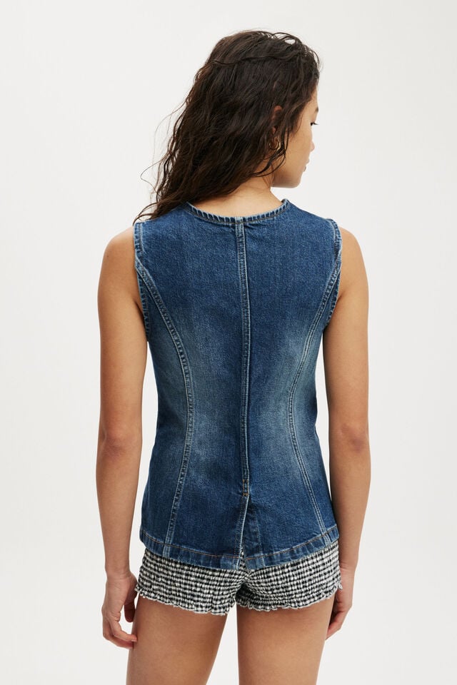 Cotton On Sienna Denim Vest River Blue
