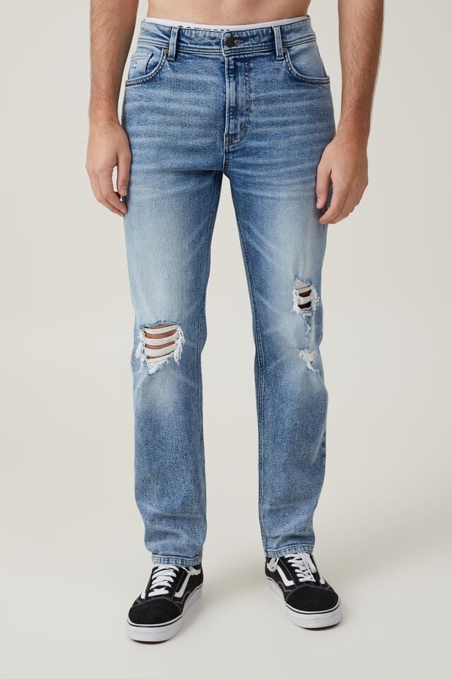 Cotton On Slim Straight Jean West Blue Ripped