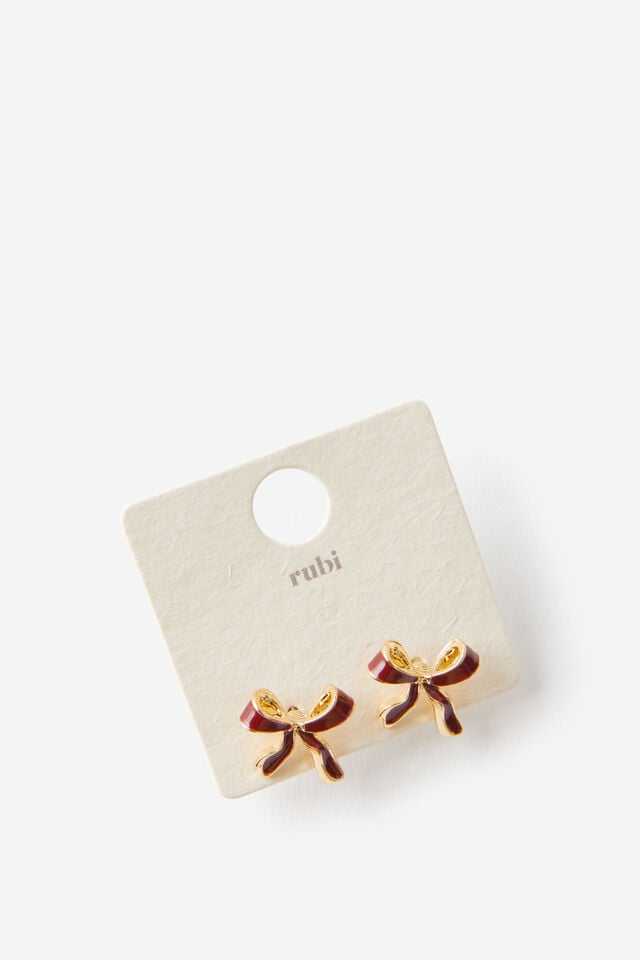 Cotton On Small Charm Earring Up Burgundy Bows