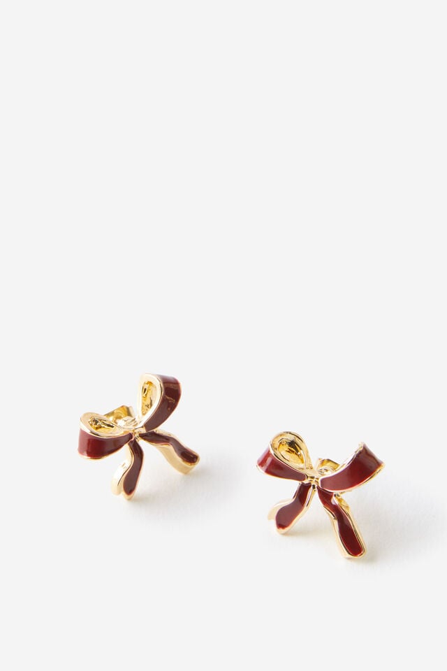 cotton on Small Charm Earring up burgundy bows
