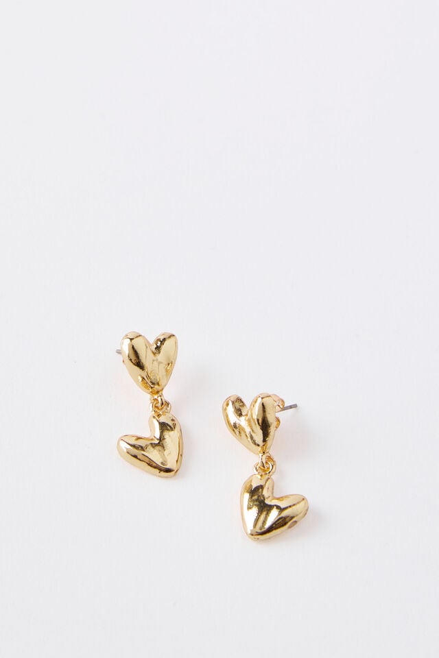 cotton on Small Charm Earring up double heart drop